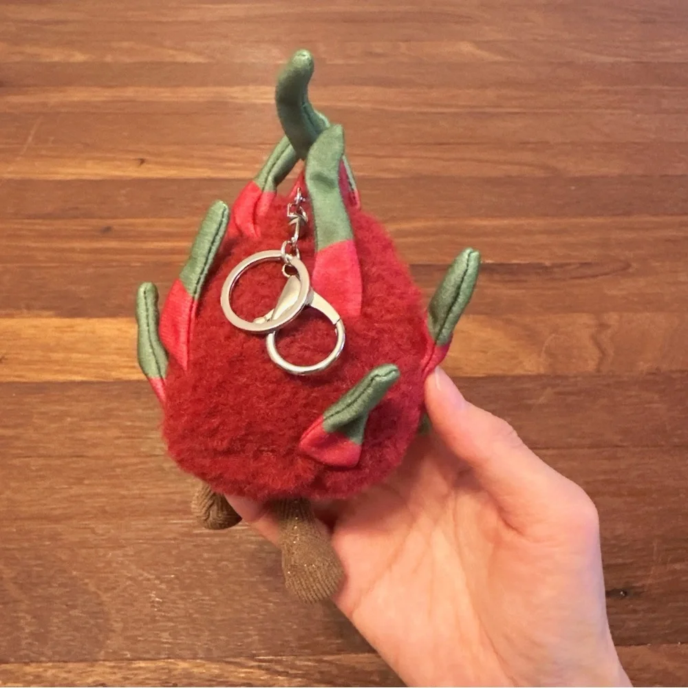 Dragon Fruit Plush Keychain Kawaii Cute Fruit Bag Charm Soft Gift